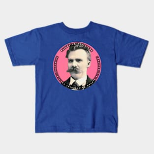 Friedrich Nietzsche portait and quote: In heaven, all the interesting people are missing. Kids T-Shirt